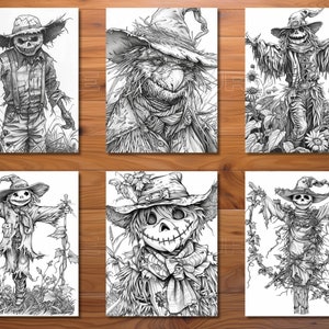 30 Scarecrow Coloring Page Book - Adults + Kids - Instant Download ...