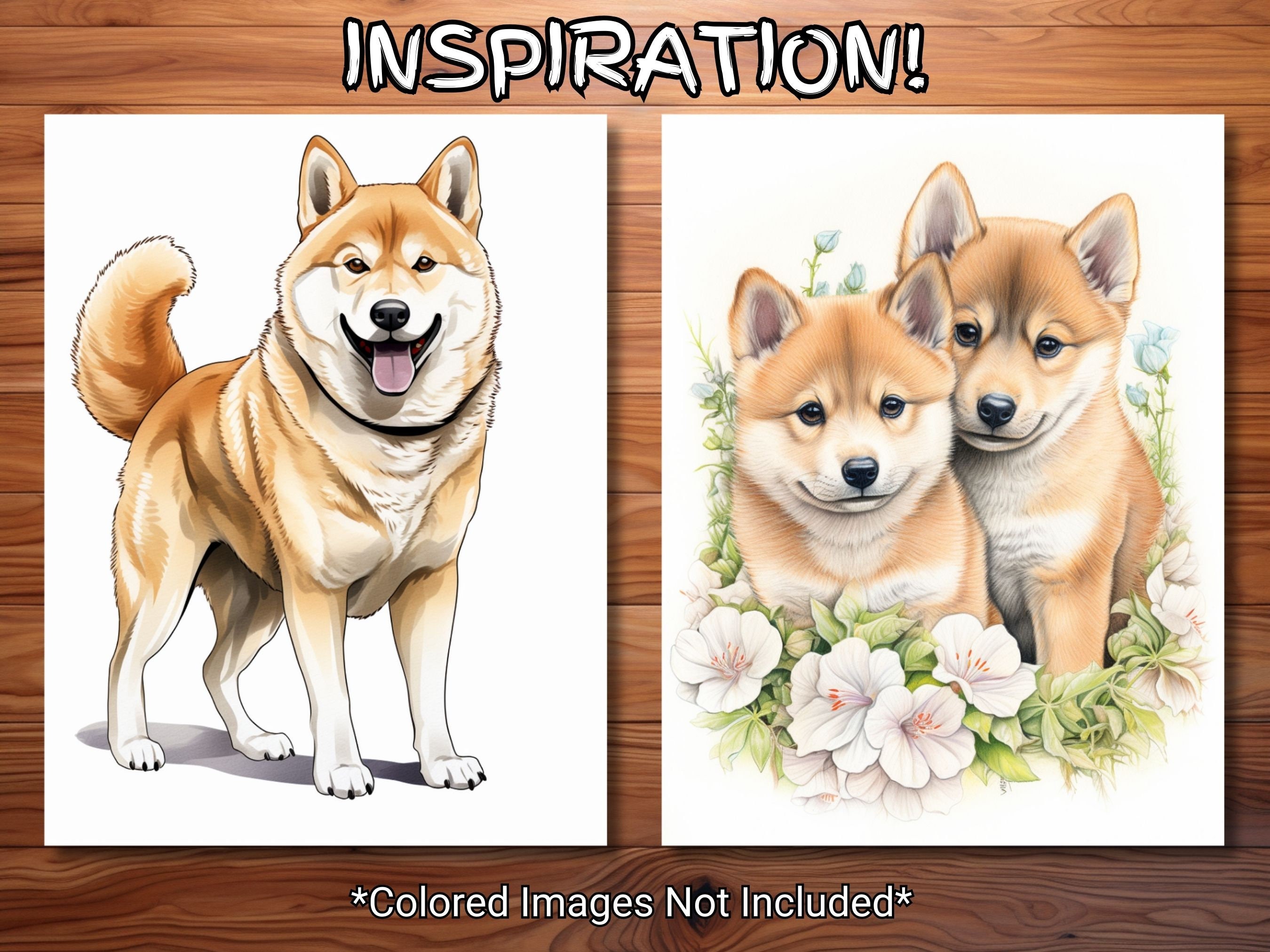 30 Shiba Shenanigans Coloring Page Book Adults Kids Instant Download
