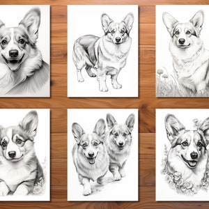 30 Corgi Cuteness Coloring Page Book Adults Kids Instant Download Grayscale Coloring Page Printable PDF image 2