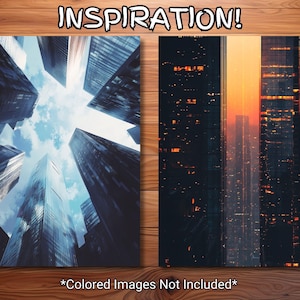 30 Skyscrapers Coloring Page Book Adults Kids Instant Download Grayscale Coloring Page Printable ...