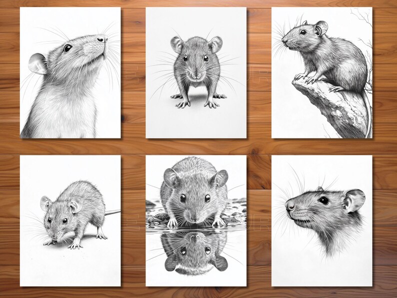 30 Rats Coloring Page Book - Adults + Kids - Instant Download ...