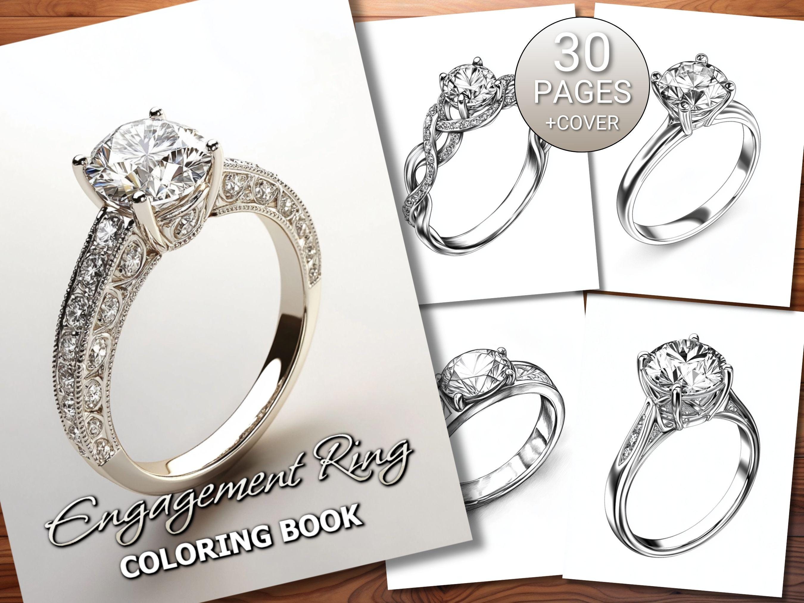 30 Engagement Ring Coloring Page Book - Adults + Kids - Instant ...