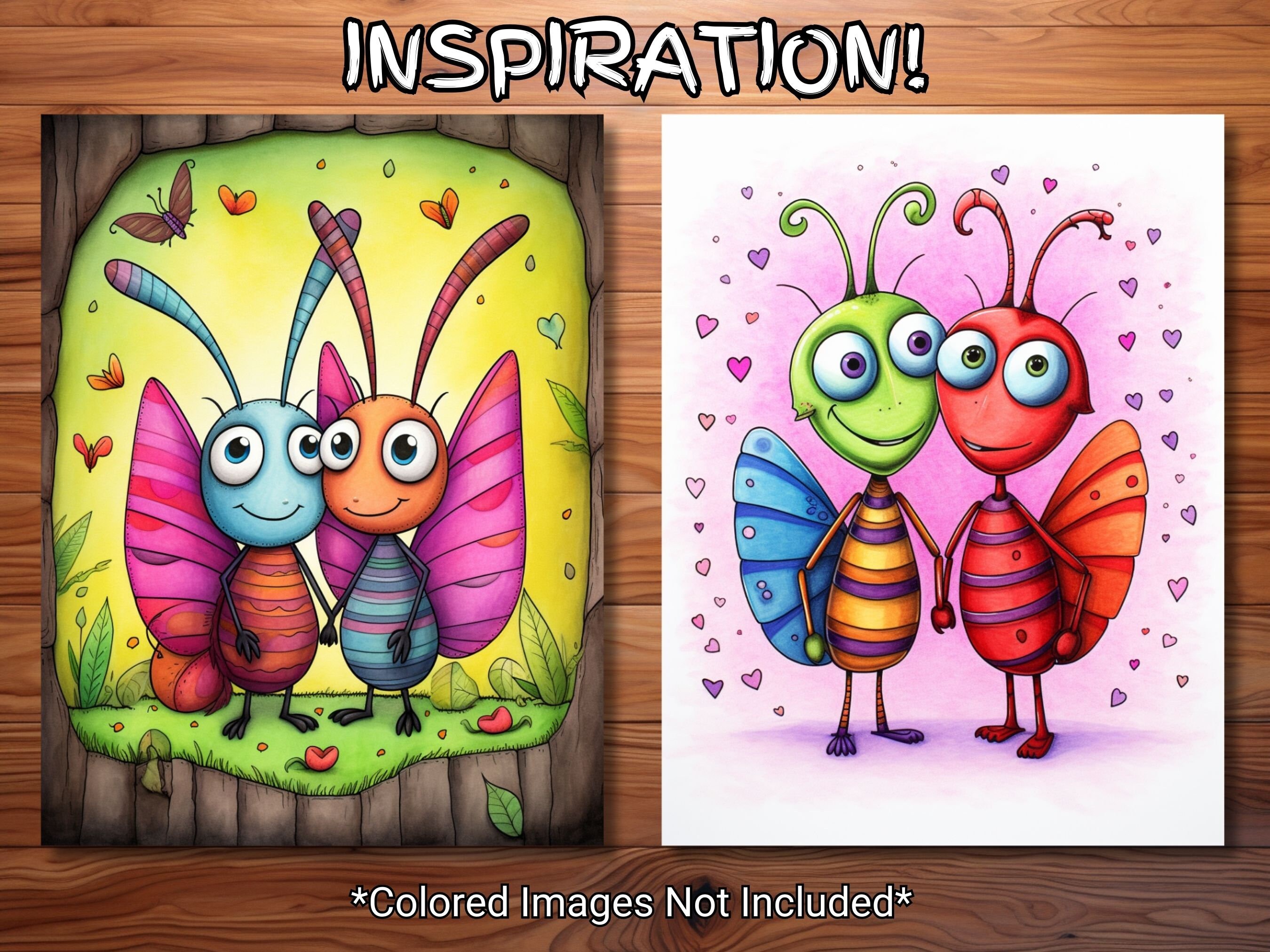 30 Love Bugs Coloring Page Book Adults Kids Instant Download Grayscale ...