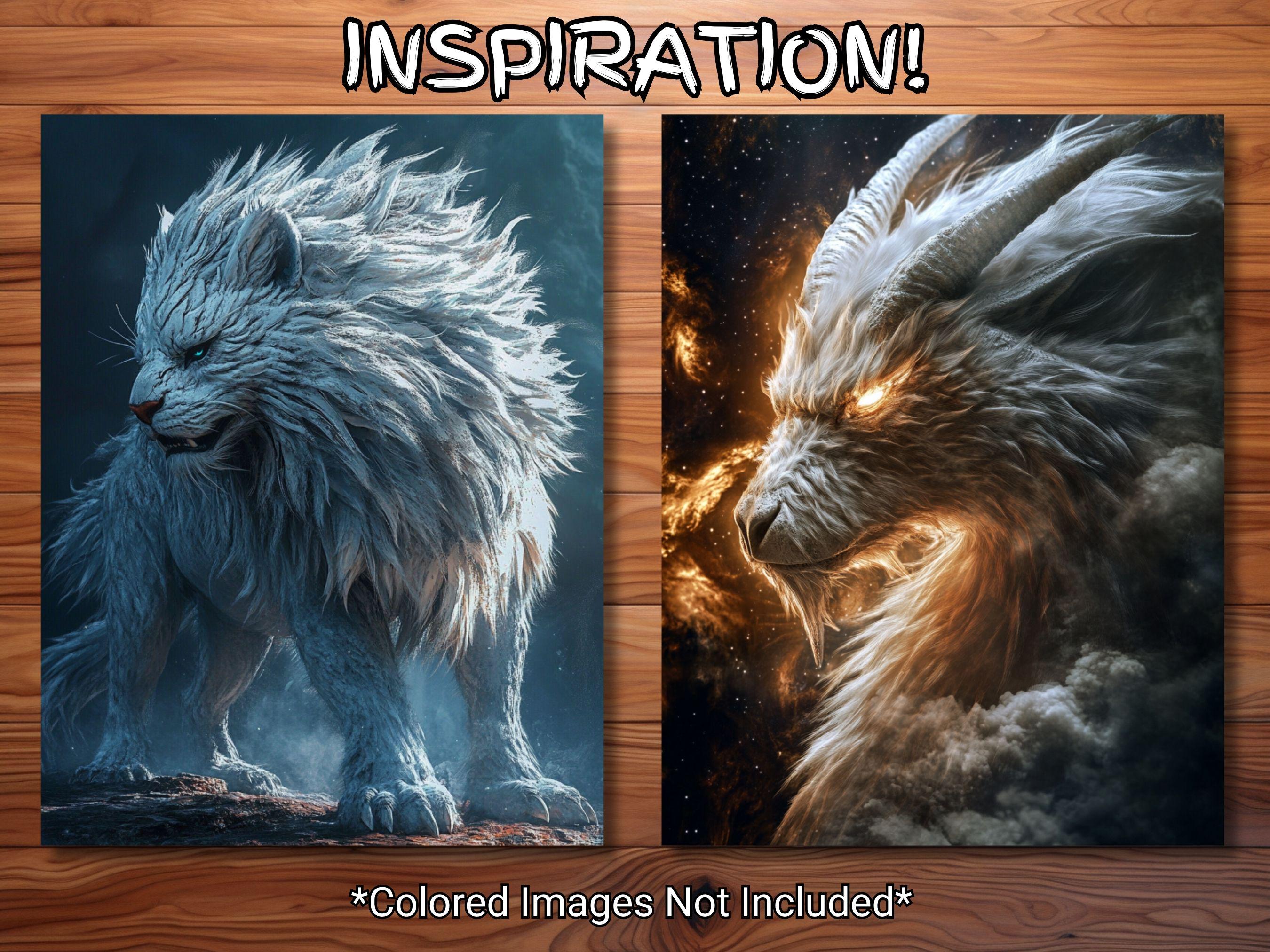 30 Celestial Beasts Coloring Page Book - Adults + Kids - Instant ...