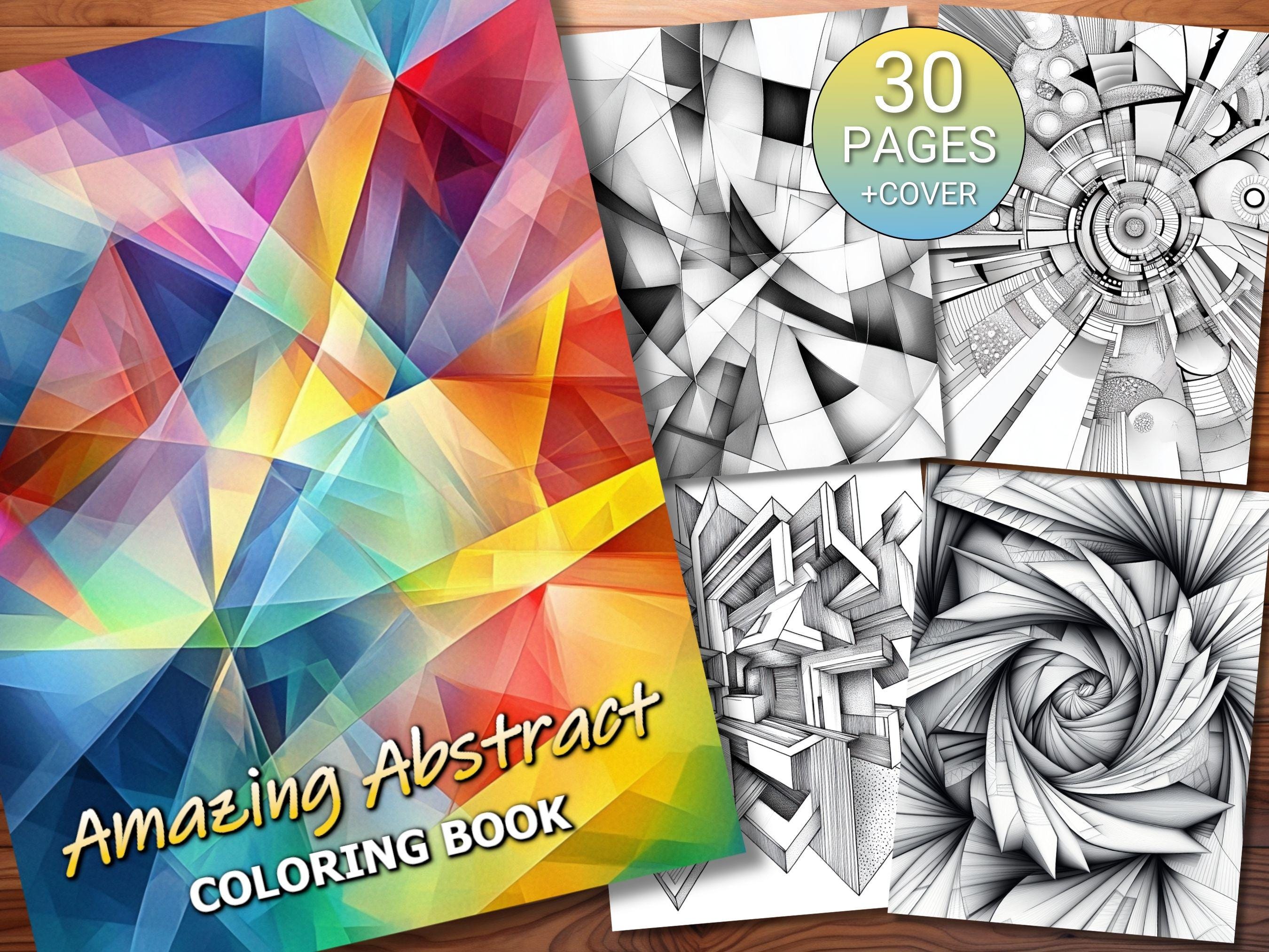 30 Amazing Abstract Coloring Page Book - Adults + Kids - Instant ...