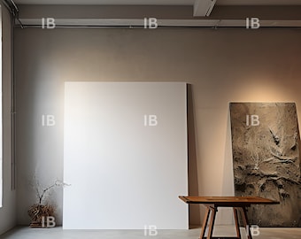 White Canvas Frame Mockup / Art Studio Mock up / Studio Room / Industrial Concrete Interior / PSD / JPG / PDF | IM202311