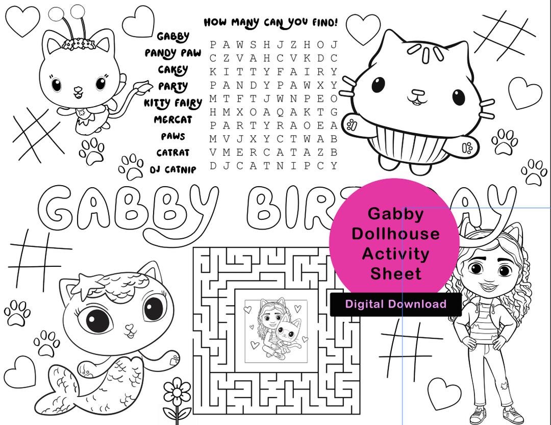 Gabby s Dollhouse Coloring Sheet Gabby Activity Sheet Printable Gabby 