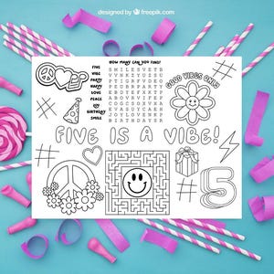 Five is a Vibe Birthday Coloring Sheet, Five Vibe Activity Sheet ...
