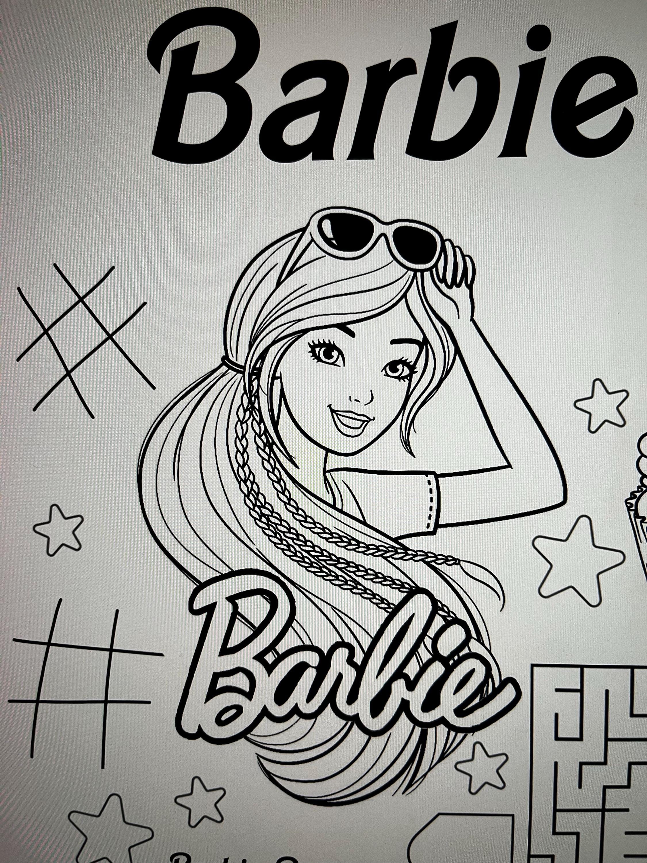 Barbie Birthday Coloring Sheet, Barbie Activity Sheet, Printable Barbie