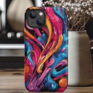 iPhone 15 14 13 Tough Case Bold & Colorful | Tough Impact Resistance | Abstract Design