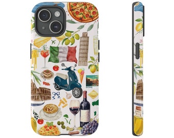 coque de portable collage Italie | Étui pour portable pour les vacances en Italie | Cadeau pour lui | Cadeau pour elle | Cadeau pour meilleure amie | Coque pour iPhone 15,Samsung,Pixel