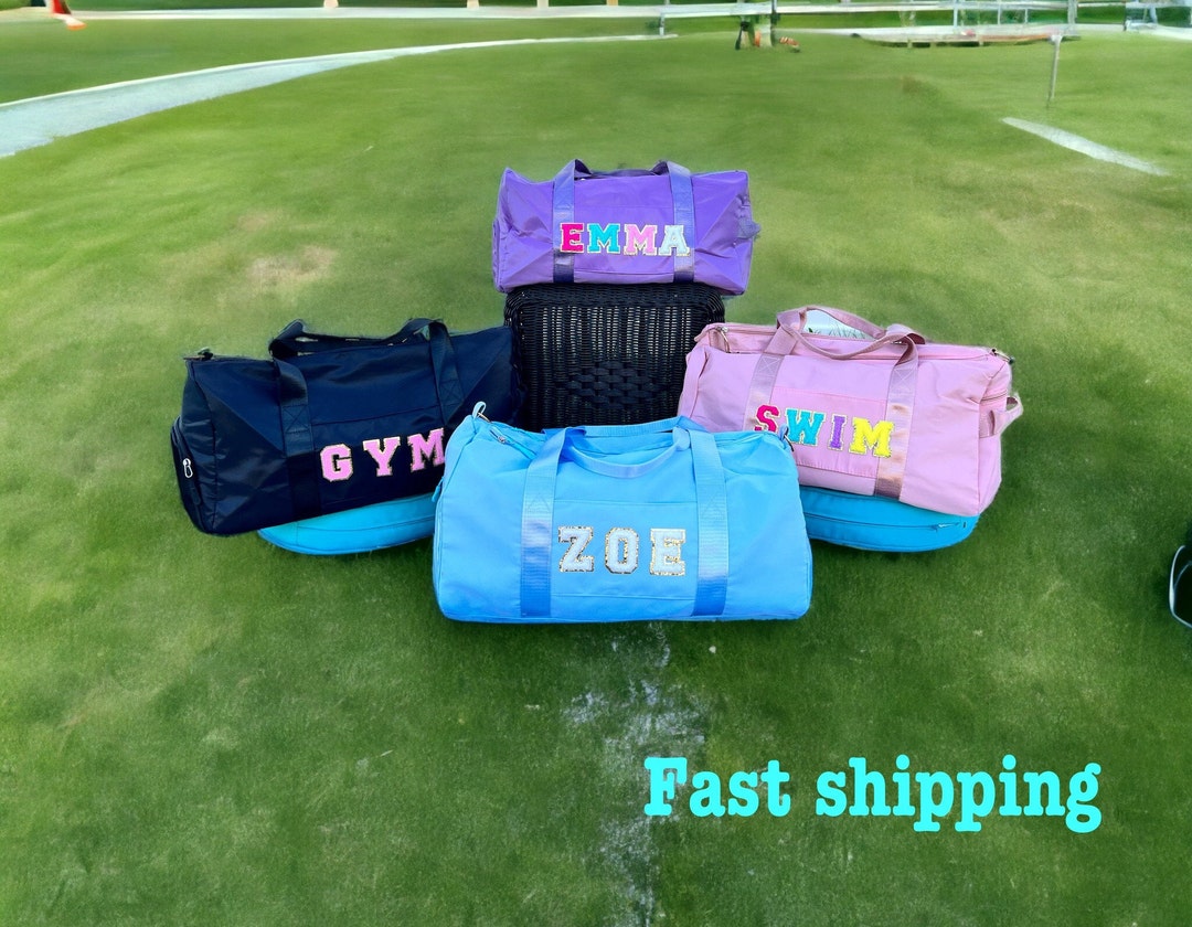 Personalized Duffle Bag With Varsity Letters Size Etsy