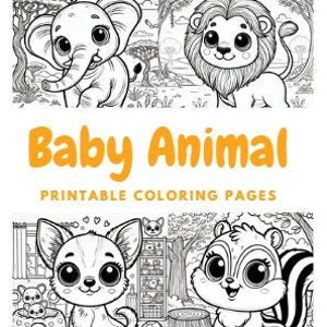 Cute Baby Animals Coloring Pages Templates, Coloring Pages for Kids, Kids Coloring Pages, Easy Coloring Activity, Fun and Educational