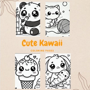 Summer Kawaii Coloring Pages, 24 Kawaii Coloring Pages for Kids, Cute Coloring Pages, Printable Coloring Pages for kid, Kawaii Food, Kawii