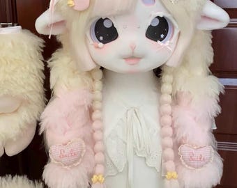 Kig Fursuit &quot;Cherry Lamb&quot; FULL SET: Head, Paws, Feet, Tail