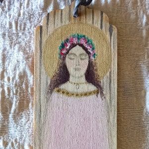 Saint&#39;s bookmark Cecilia, patron of sacred music, a unique personalized gift for a chorister, for an organist, for the bride