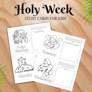 Holy Week Coloring Study Cards: Kids Easter Activity (Digital Download)