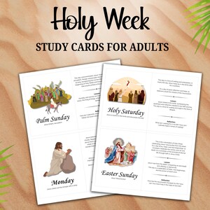 Holy Week Printable Cards for Adults - Scripture, Lesson, Reflection, Instant Download
