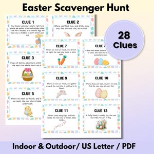 Easter Scavenger Hunt, Scavenger Hunt for Kids, Scavenger Hunt Cards, Scavenger, Scavenger Hunt Indoor Outdoor Printable PDF