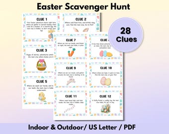 Easter Scavenger Hunt Kit: 28 Clue Cards, Family Fun (Printable PDF)