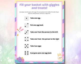 Jeu de dés ufs de Pâques, Pâques, Jeu de dés, Enfants, Ados, Adultes, Activité de Pâques, Jeu de Pâques, ufs de Pâques