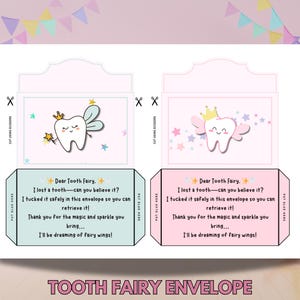 Recibo del Hada de los Dientes, Sobre del Hada de los Dientes, Impresión a Demanda, Hada de los Dientes Infantil, Diente Perdido, Nota del Hada de los Dientes, Extras del Hada de los Dientes