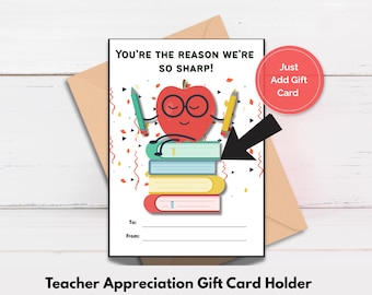 Teacher Appreciation Gift Card Holder, Teacher Appreciation, Gift Card, Printable, Gift Card Holder, Teacher Week, Teachers Week