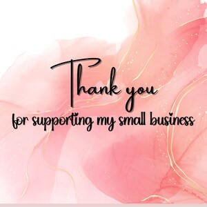 Peut inclure: Fond abstrait rose et or avec le texte "Merci de soutenir ma petite entreprise".