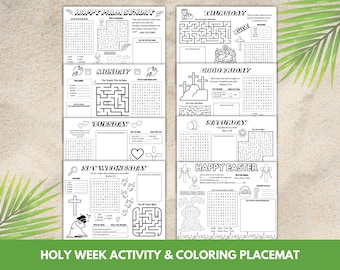 Karwoche Aktivitäten Tischset: Malvorlage, Labyrinth, Puzzle (PDF)