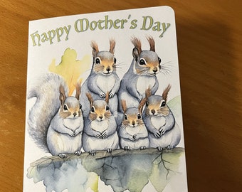 Happy Mother's Day Everyone Agrees Best Mom | Squirrel NoteCard | Squirrel Friends | Original Art Print on 5x7 card with choice of envelopes