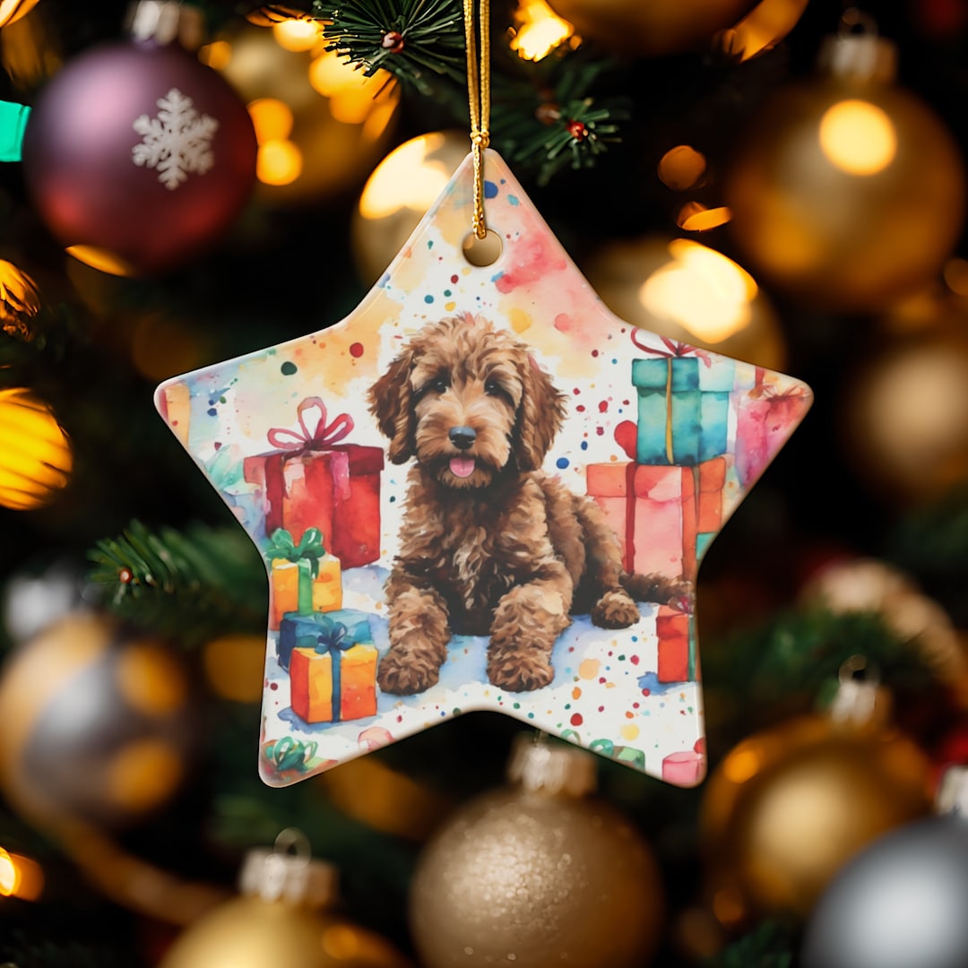 Labradoodle Ornament 2024 Brown Labradoodle Christmas Ornament