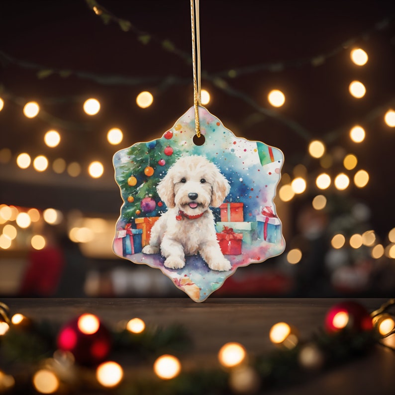 Labradoodle Ornament 2024 White Labradoodle Christmas Ornament