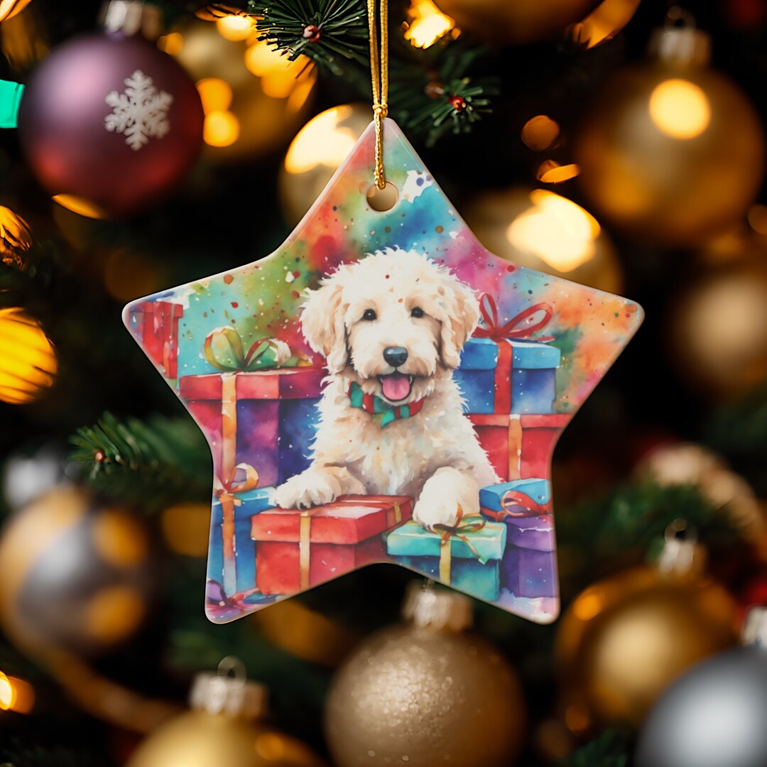 Labradoodle Ornament 2024 White Labradoodle Christmas Ornament