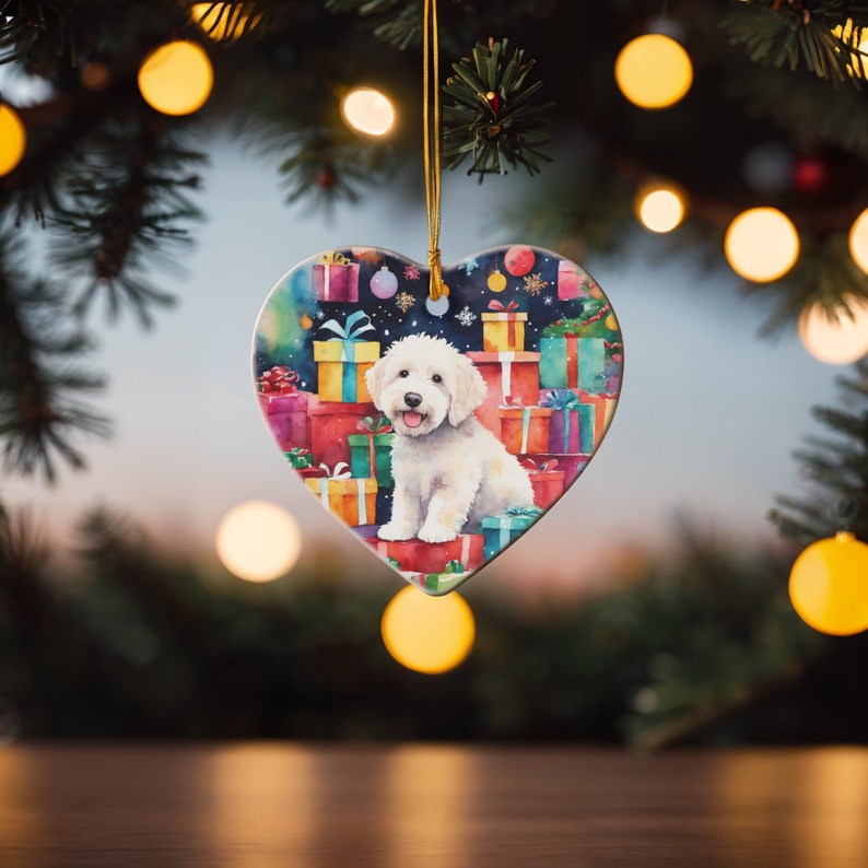 Labradoodle Ornament 2024 White Labradoodle Christmas Ornament