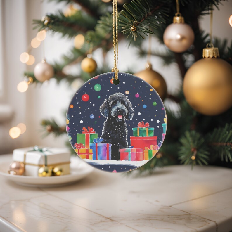 Black Labradoodle Ornament 2024 Labradoodle Christmas Ornament