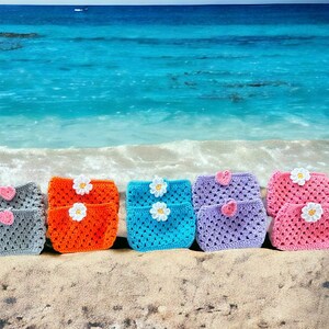 Colorido crochet mini monedero conjunto de 10, mini bolsa de ganchillo, billetera para niña, bolsa de airpods de ganchillo, caja de airpod, billetera de monedas de ganchillo