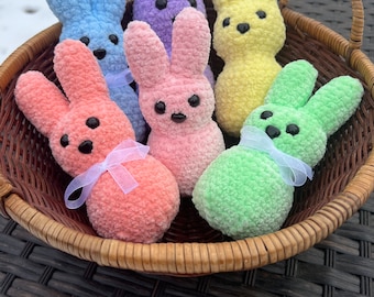 Marshmallow Peep Crocheted Amigurumi Bunny