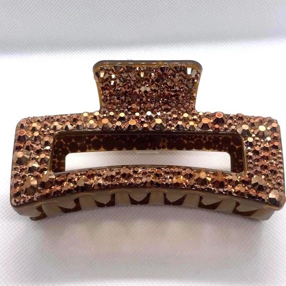 Brown Rhinestones - Large Claw Clip - Fall Style, Clip for 
