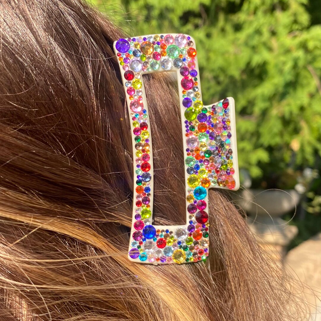 ✨NEW Elegant Rainbow ? Multicolor Crystal Rhinestone Hair Clip Claw Sparkling Rainbow Crystal Hair Claw Clip | Statement  main image 3
