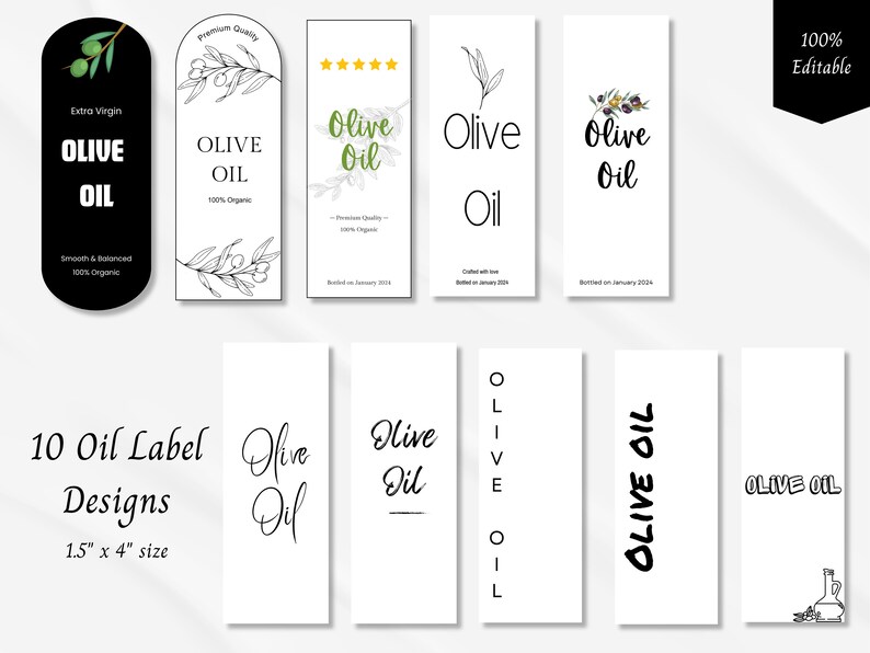20 Editable Oil and Vinegar Label Templates, Oilvinegar Label, Modern