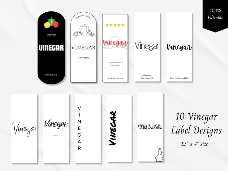 20 Editable Oil and Vinegar Label Templates, Oilvinegar Label, Modern