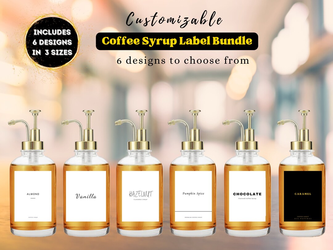 Editable Coffee Syrup Label Templates coffee Bar Decor, Soda Syrup
