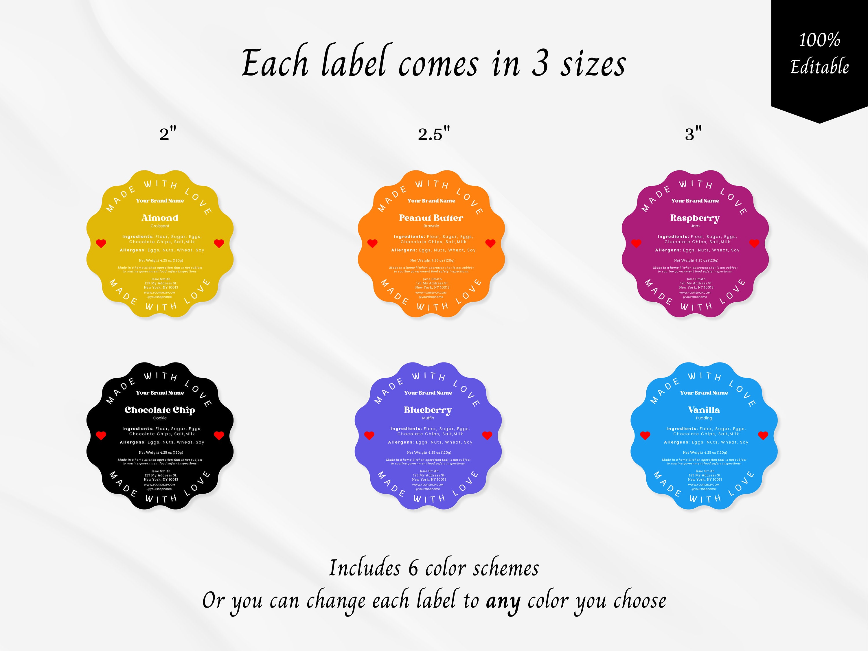 Cottage Law Editable Label Template, Bakery Food License Sticker, Home