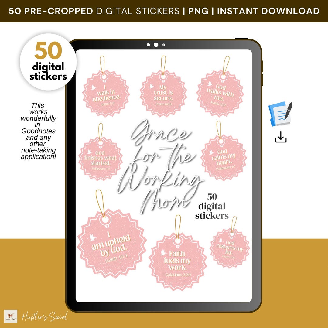 Working Mom Sticker 50 Christian Digital Stickers for Working Moms | Grace Bible Verse ...