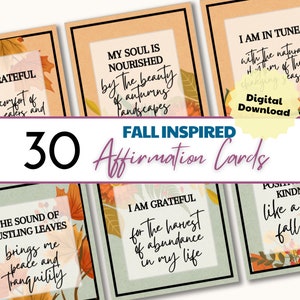 Fall Theme, Affirmation Card, Think Positive, Positive Quotes, Mindfulness Card, Gratitude Cards Printable, Printable Gift