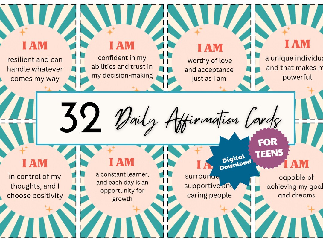 Daily Affirmations for Teens, Daily Affirmation Cards, Think Positive ...