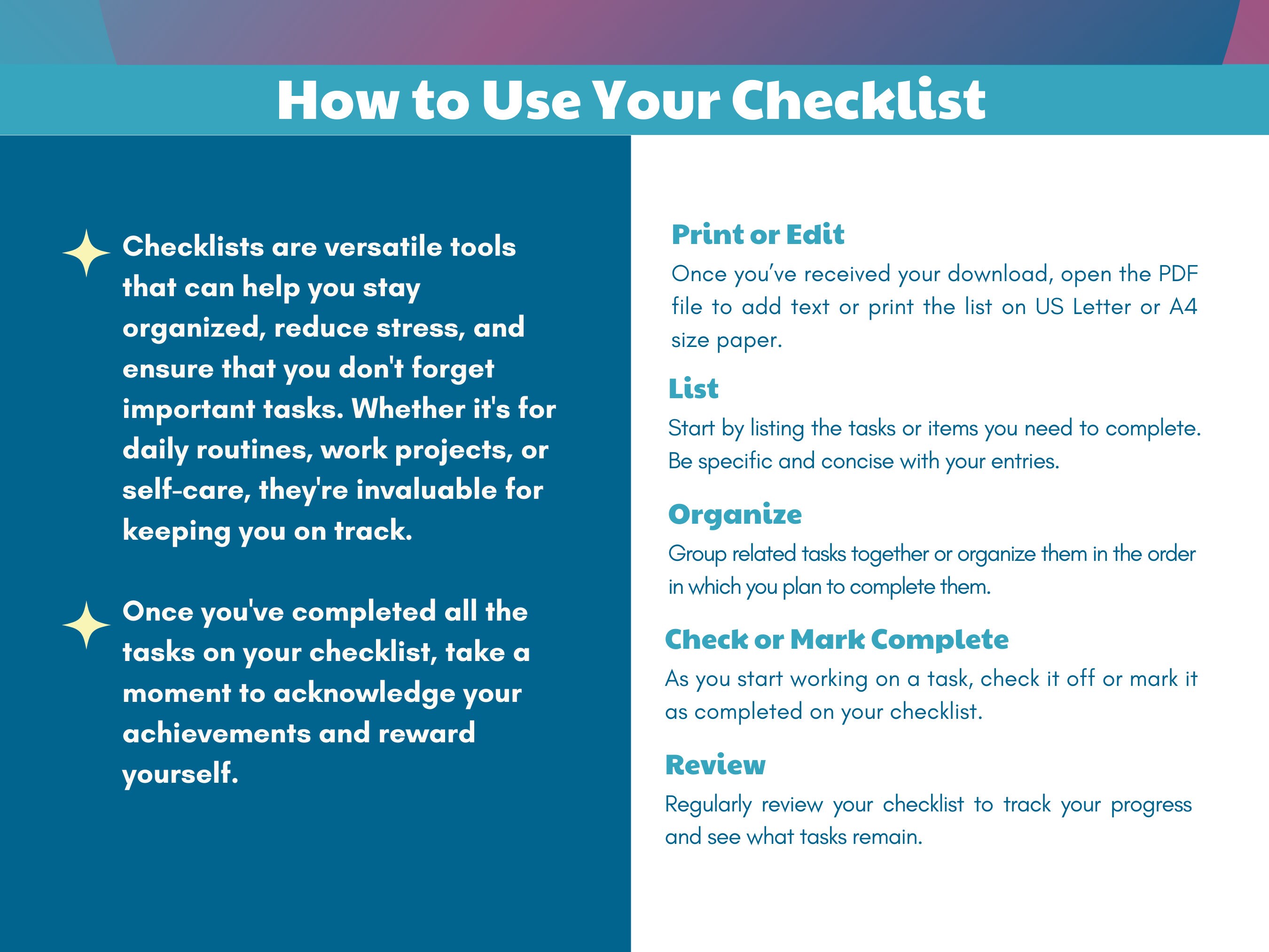 Blank Checklist Template Printable & Fillable Simple - Etsy
