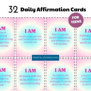 Autostima degli adolescenti, Affermazioni quotidiane per adolescenti, Carte di affermazione quotidiana, Pensa positivo, Sviluppo personale, Salute mentale degli adolescenti