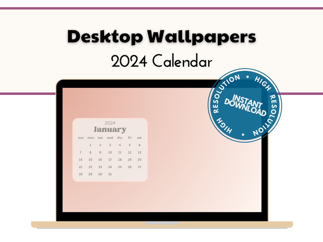 Desktop Background Calendar 2024 Wallpaper Mac Calendar Etsy