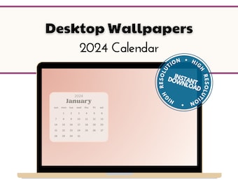 Desktop Background Calendar, 2024 Wallpaper, Mac Calendar, Dowloadable Wallpaper